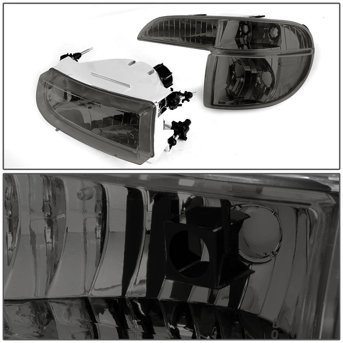 FAROS 95-01 FORD EXPLORER / 1997 MERCURY MOUNTAINEER 2/4-DOOR - 4PC - 9007 LOW BEAM / HIGH BEAM - SMOKE HOUSING / CLEAR CORNER