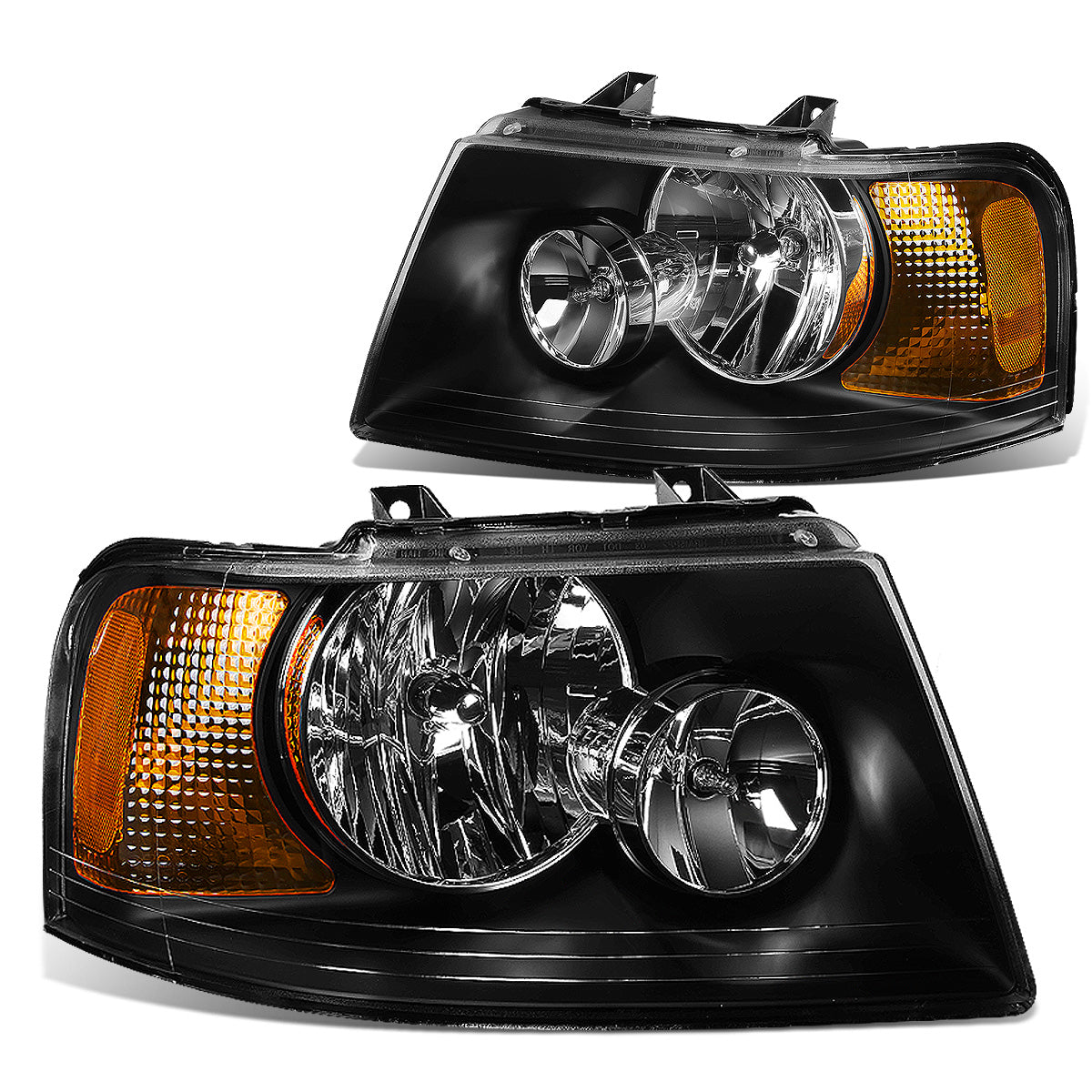 FAROS 03-06 FORD EXPEDITION 4-DOOR - 9006 LOW BEAM / 9005 HIGH BEAM - BLACK HOUSING / AMBER CORNER