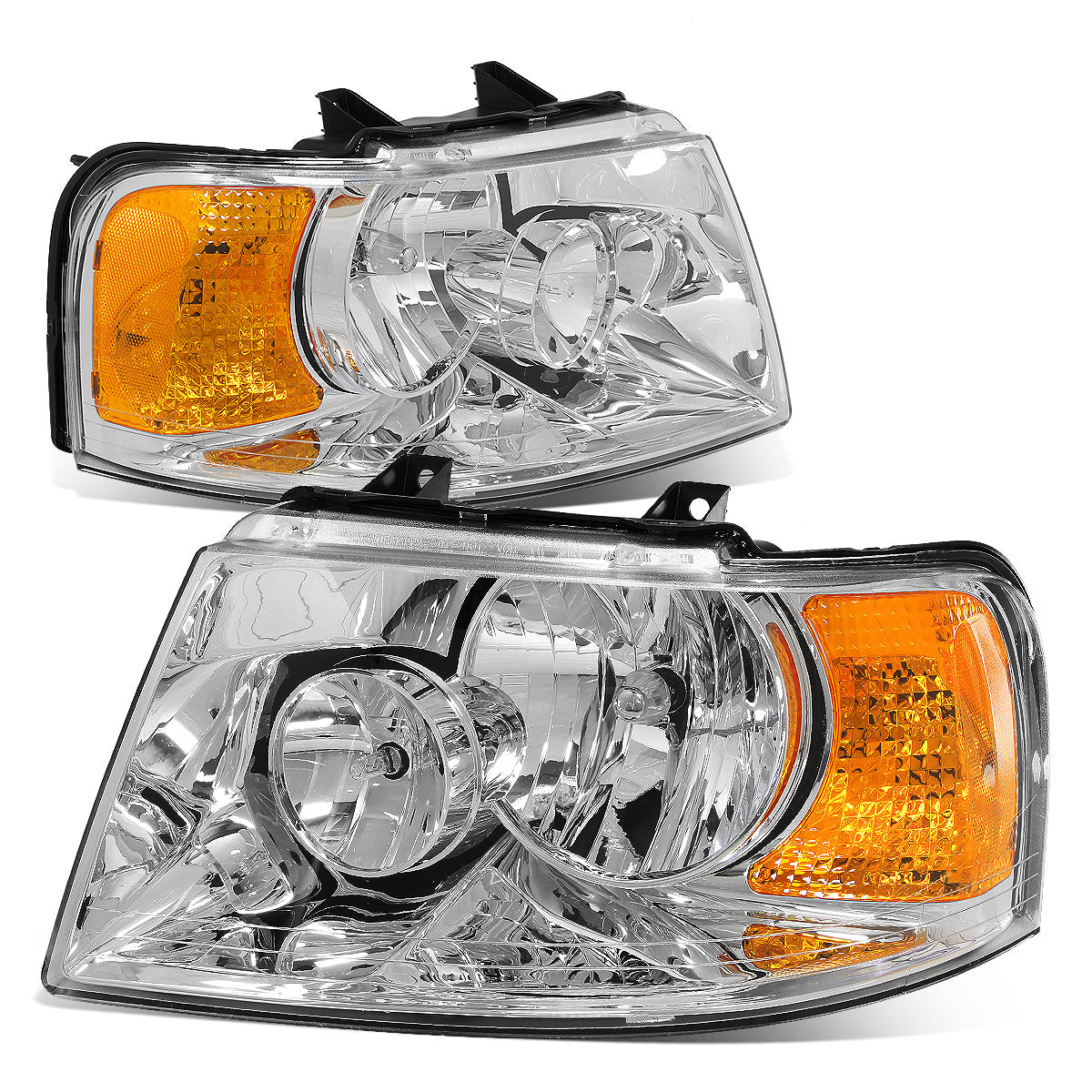 FAROS 03-06 FORD EXPEDITION 4-DOOR - 9006 LOW BEAM / 9005 HIGH BEAM - CHROME HOUSING / AMBER CORNER