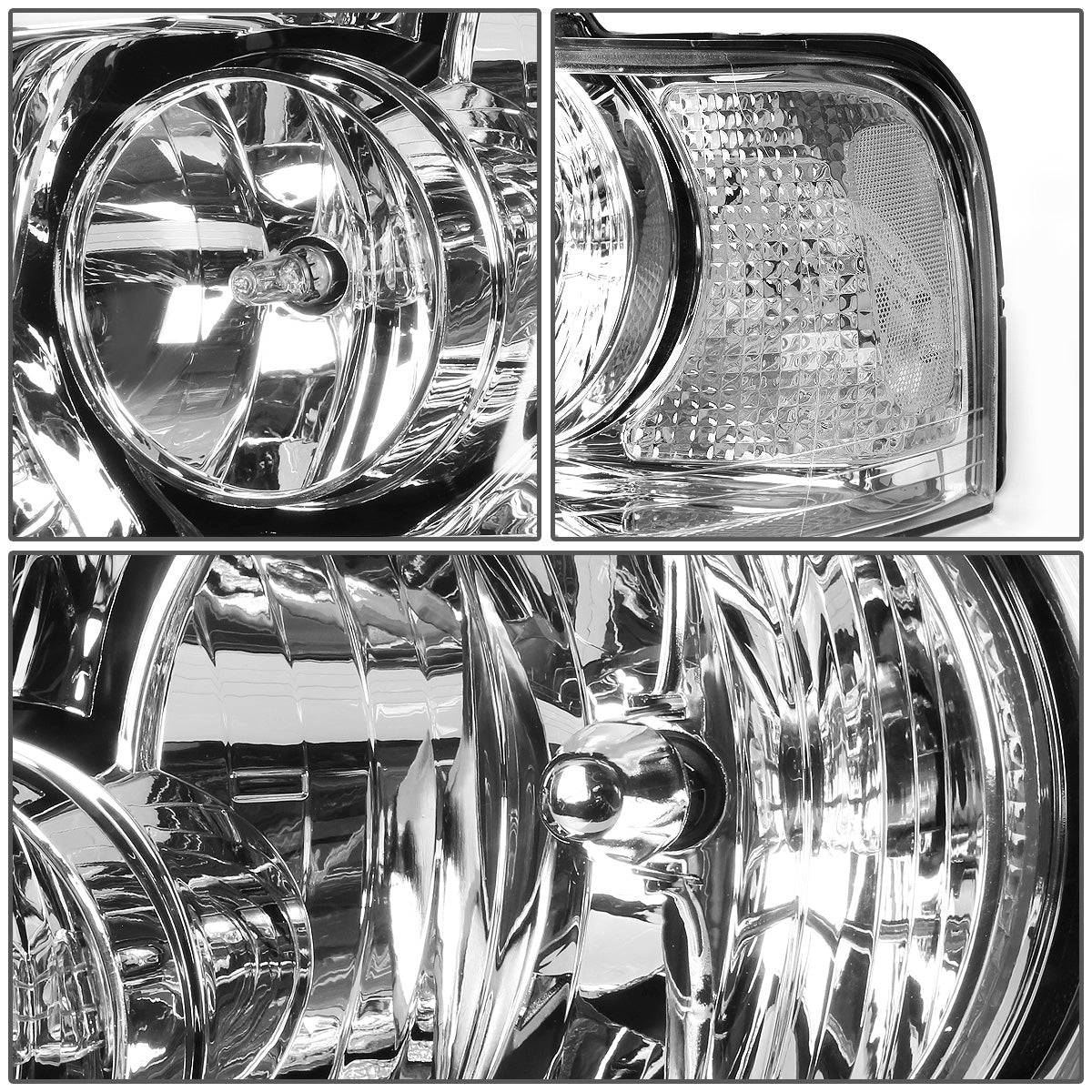 FAROS 03-06 FORD EXPEDITION 4-DOOR - 9006 LOW BEAM / 9005 HIGH BEAM - CHROME HOUSING / CLEAR CORNER