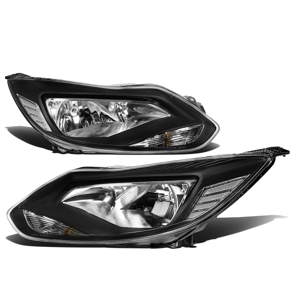 FAROS 12-14 FORD FOCUS 4-DOOR - FITS MODELS WITH HALOGEN HEADLIGHTS - H7 LOW BEAM / H1 HIGH BEAM - BLACK HOUSING / CLEAR CORNER