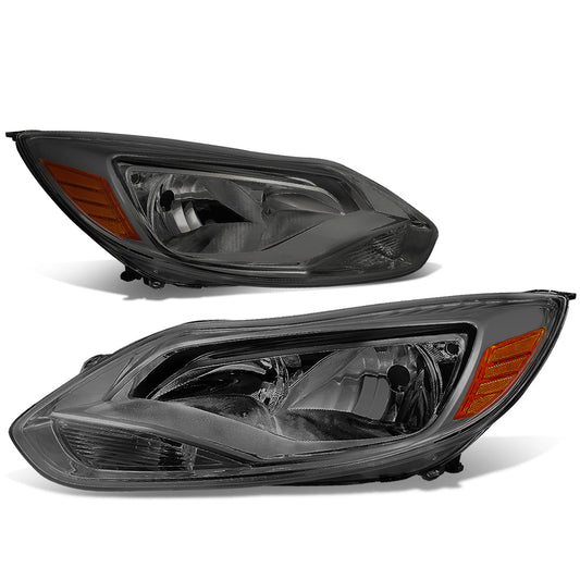 FAROS 12-14 FORD FOCUS 4-DOOR - FITS MODELS WITH HALOGEN HEADLIGHTS - H7 LOW BEAM / H1 HIGH BEAM - SMOKE HOUSING / AMBER CORNER