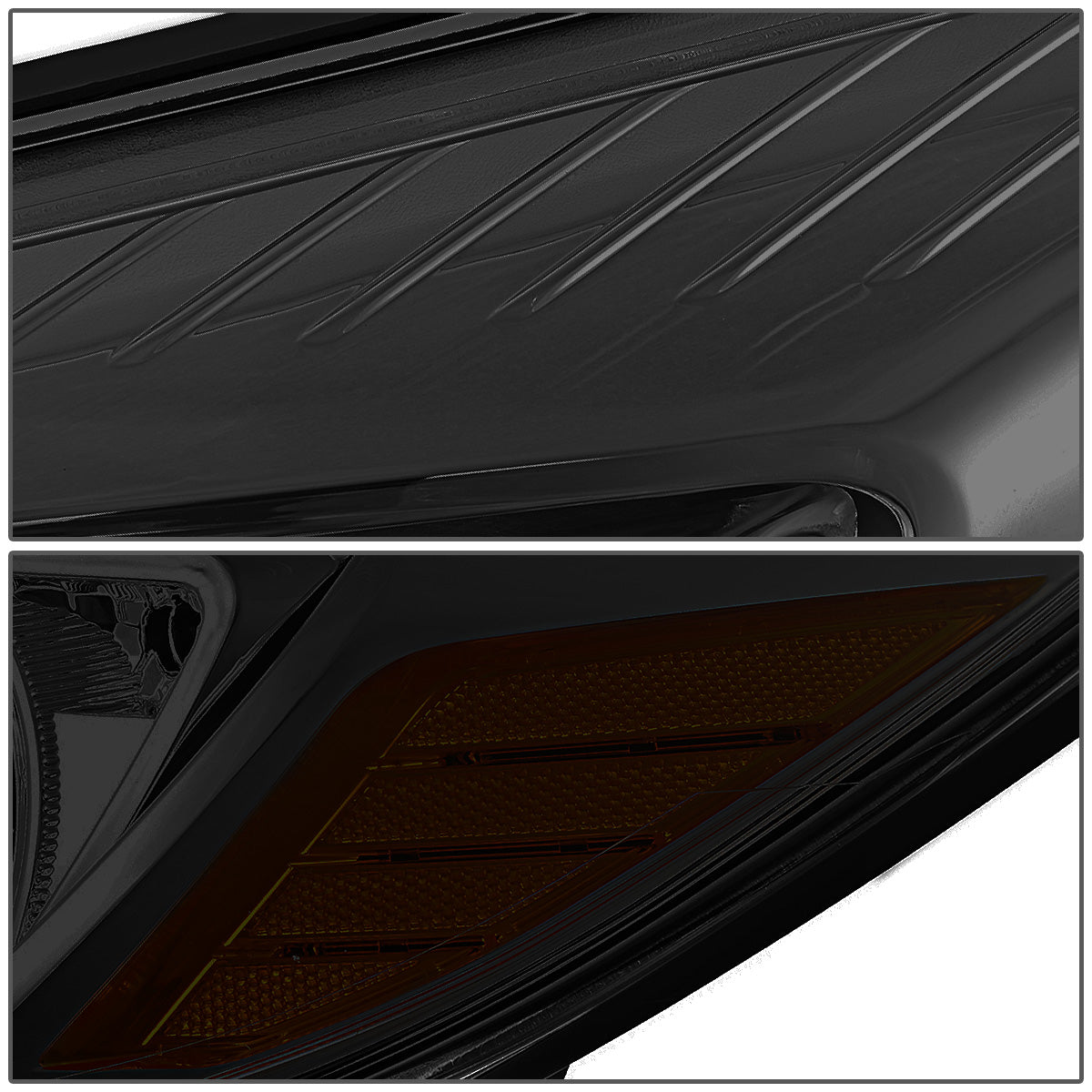 FAROS 12-14 FORD FOCUS 4-DOOR - FITS MODELS WITH HALOGEN HEADLIGHTS - H7 LOW BEAM / H1 HIGH BEAM - SMOKE HOUSING / AMBER CORNER