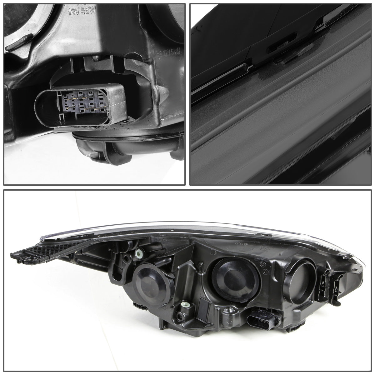 FAROS 12-14 FORD FOCUS 4-DOOR - FITS MODELS WITH HALOGEN HEADLIGHTS - H7 LOW BEAM / H1 HIGH BEAM - SMOKE HOUSING / CLEAR CORNER