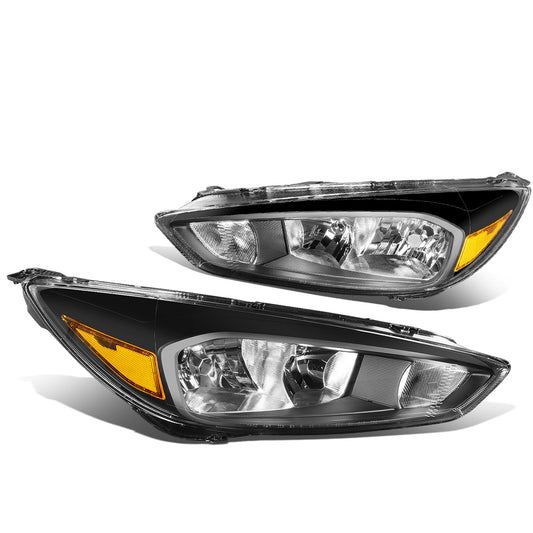 FAROS 15-17 FORD FOCUS 4-DOOR - FITS HALOGEN AND NON-ELECTRIC MODELS ONLY - H11 LOW BEAM / H1 HIGH BEAM - BLACK HOUSING / AMBER CORNER