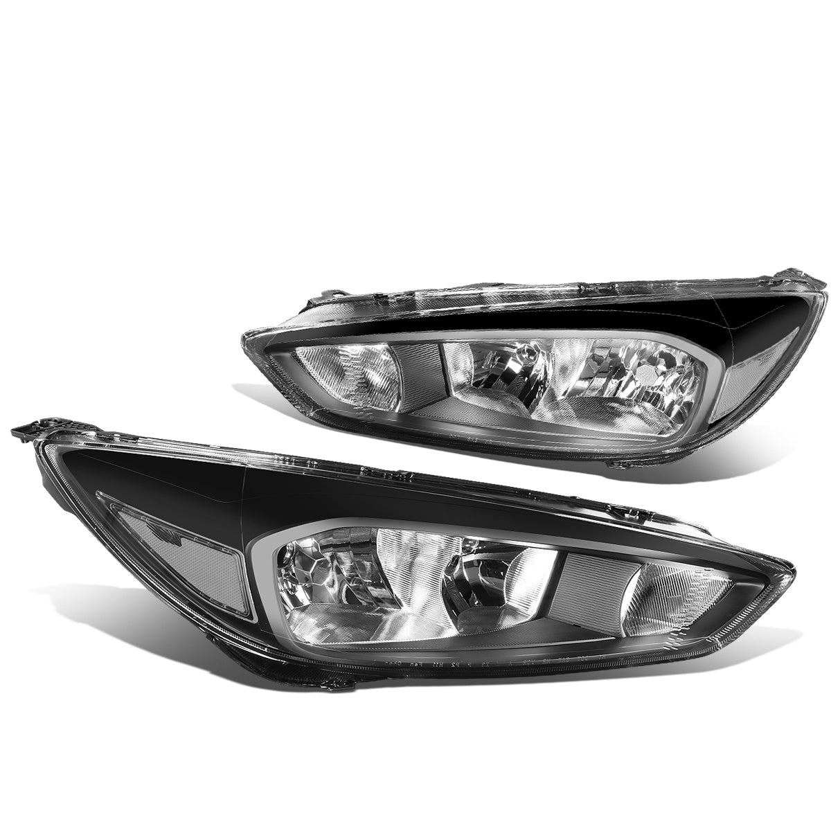 FAROS 15-17 FORD FOCUS 4-DOOR - FITS HALOGEN AND NON-ELECTRIC MODELS ONLY - H11 LOW BEAM / H1 HIGH BEAM - BLACK HOUSING / CLEAR CORNER
