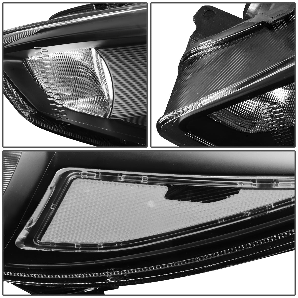 FAROS 15-17 FORD FOCUS 4-DOOR - FITS HALOGEN AND NON-ELECTRIC MODELS ONLY - H11 LOW BEAM / H1 HIGH BEAM - BLACK HOUSING / CLEAR CORNER
