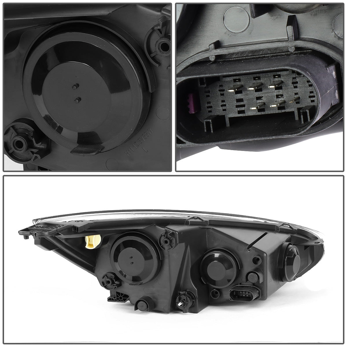 FAROS 15-17 FORD FOCUS 4-DOOR - FITS HALOGEN AND NON-ELECTRIC MODELS ONLY - H11 LOW BEAM / H1 HIGH BEAM - BLACK HOUSING / CLEAR CORNER