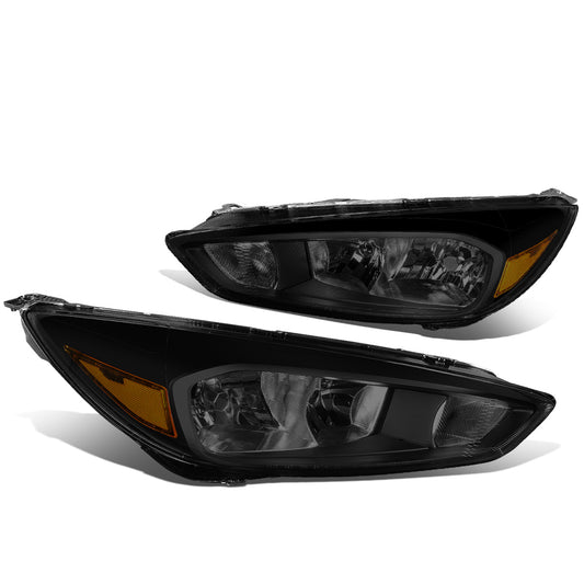 FAROS 15-17 FORD FOCUS 4-DOOR - FITS HALOGEN AND NON-ELECTRIC MODELS ONLY - H11 LOW BEAM / H1 HIGH BEAM - BLACK HOUSING / SMOKE LENS / AMBER CORNER