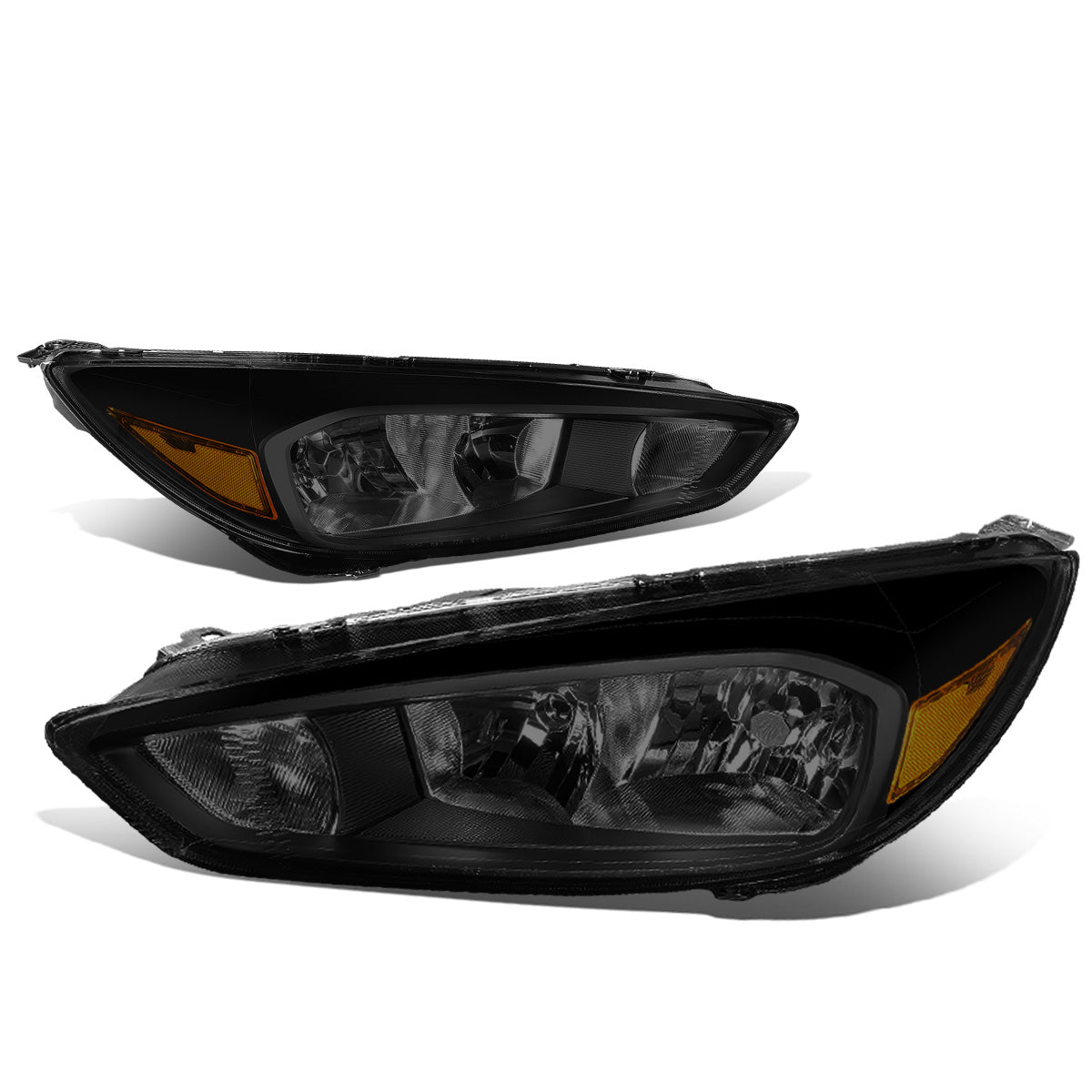 FAROS 15-17 FORD FOCUS 4-DOOR - FITS HALOGEN AND NON-ELECTRIC MODELS ONLY - H11 LOW BEAM / H1 HIGH BEAM - BLACK HOUSING / SMOKE LENS / AMBER CORNER