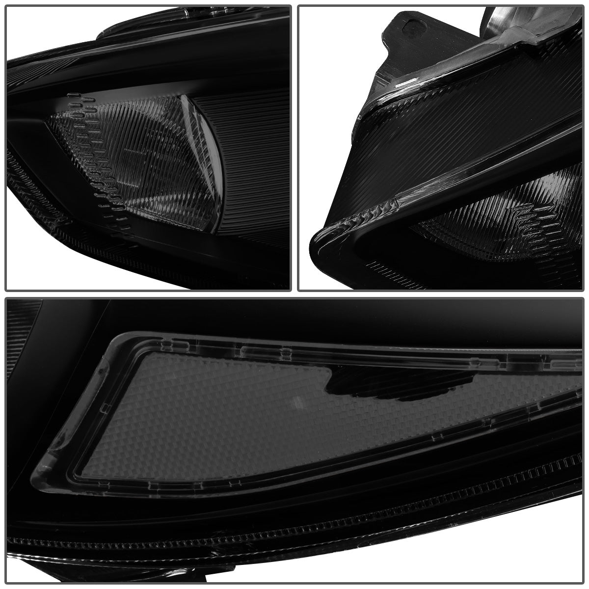 FAROS 15-17 FORD FOCUS 4-DOOR - FITS HALOGEN AND NON-ELECTRIC MODELS ONLY - H11 LOW BEAM / H1 HIGH BEAM - BLACK HOUSING / SMOKE LENS / CLEAR CORNER