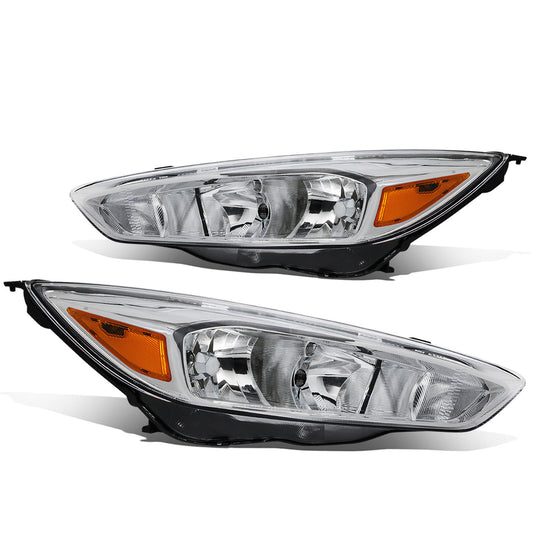 FAROS 15-17 FORD FOCUS 4-DOOR - FITS HALOGEN AND NON-ELECTRIC MODELS ONLY - H11 LOW BEAM / H1 HIGH BEAM - CHROME HOUSING / AMBER CORNER