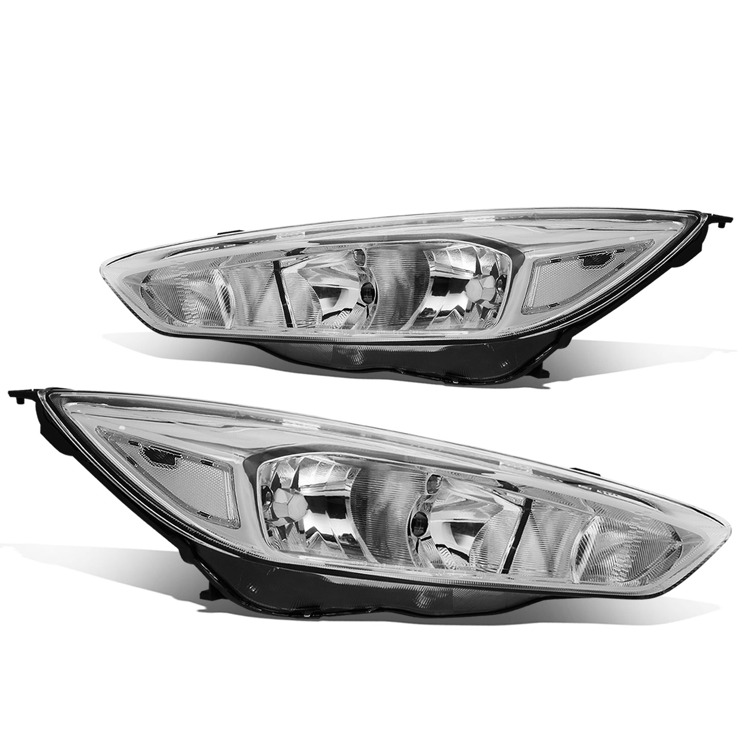 FAROS 15-17 FORD FOCUS 4-DOOR - FITS HALOGEN AND NON-ELECTRIC MODELS ONLY - H11 LOW BEAM / H1 HIGH BEAM - CHROME HOUSING / CLEAR CORNER
