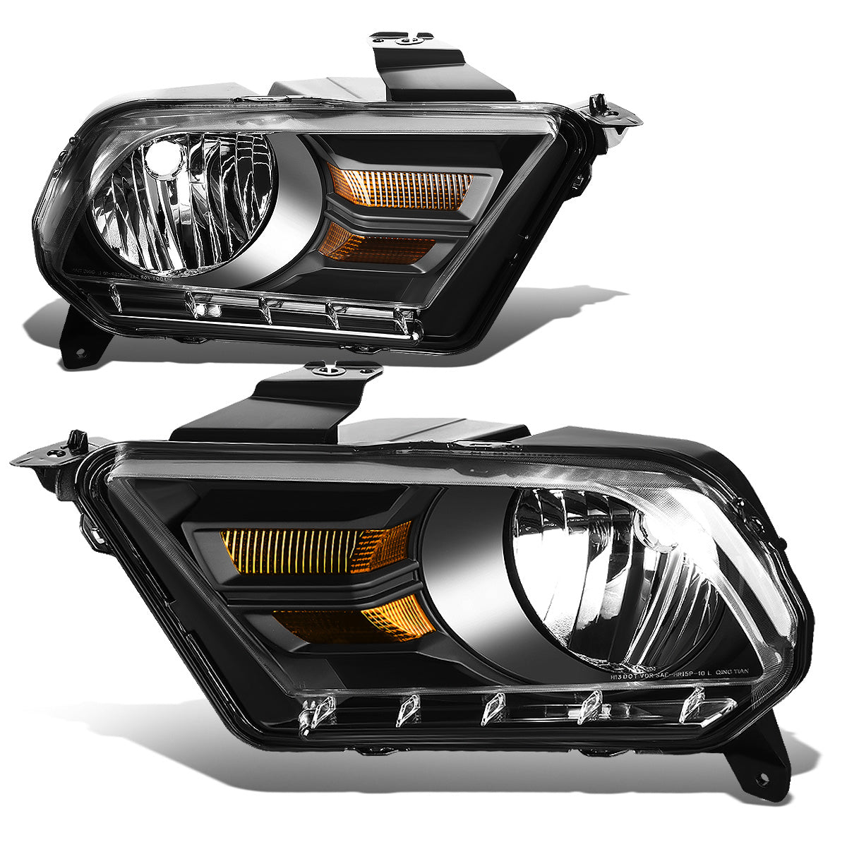 FAROS 10-14 FORD MUSTANG 2-DOOR - H13 LOW BEAM / HIGH BEAM - BLACK HOUSING / AMBER CORNER