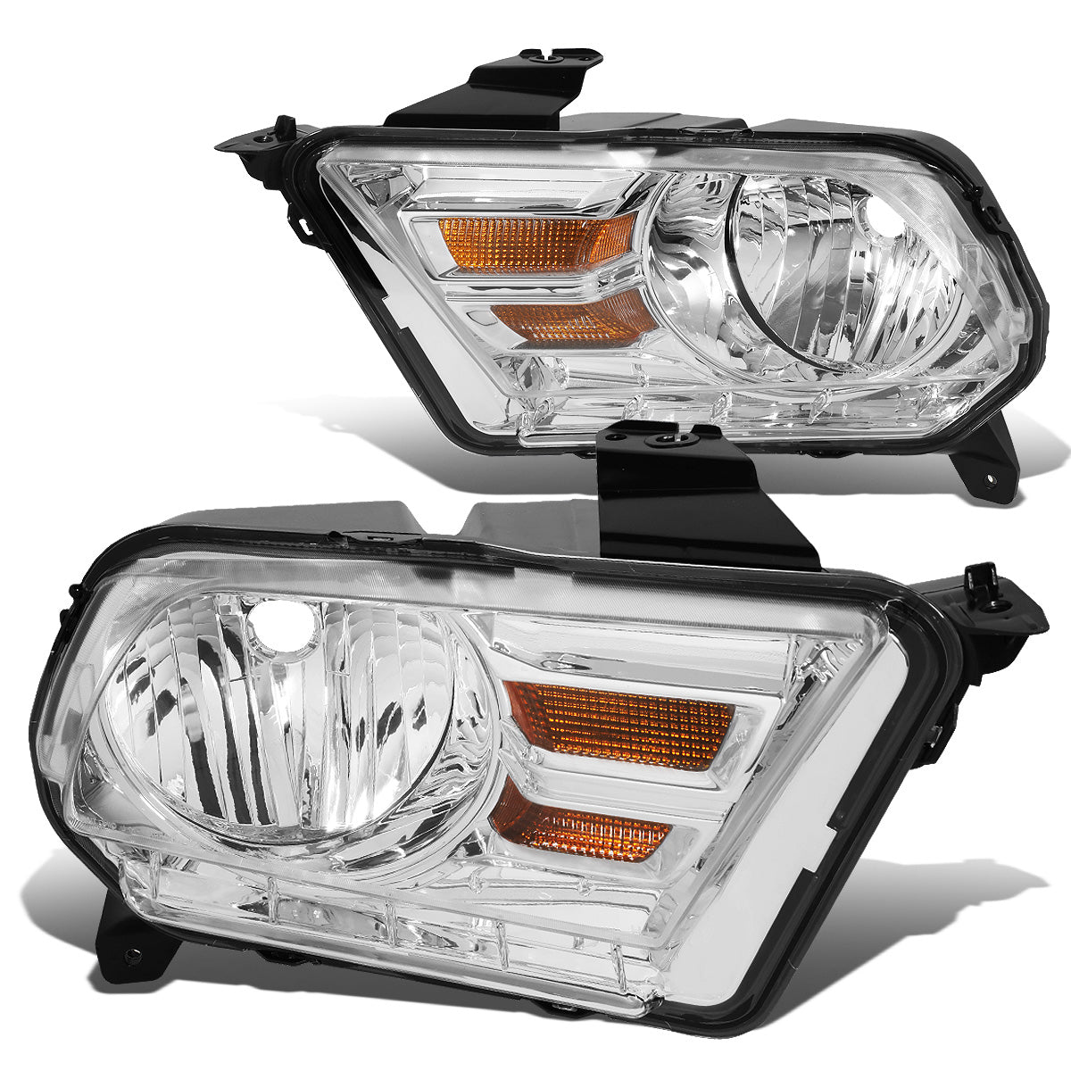 FAROS 10-14 FORD MUSTANG 2-DOOR - H13 LOW BEAM / HIGH BEAM - CHROME HOUSING / AMBER CORNER