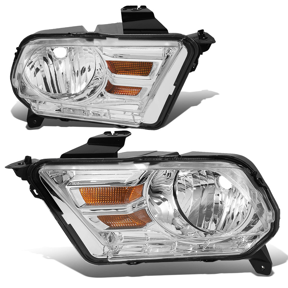 FAROS 10-14 FORD MUSTANG 2-DOOR - H13 LOW BEAM / HIGH BEAM - CHROME HOUSING / AMBER CORNER