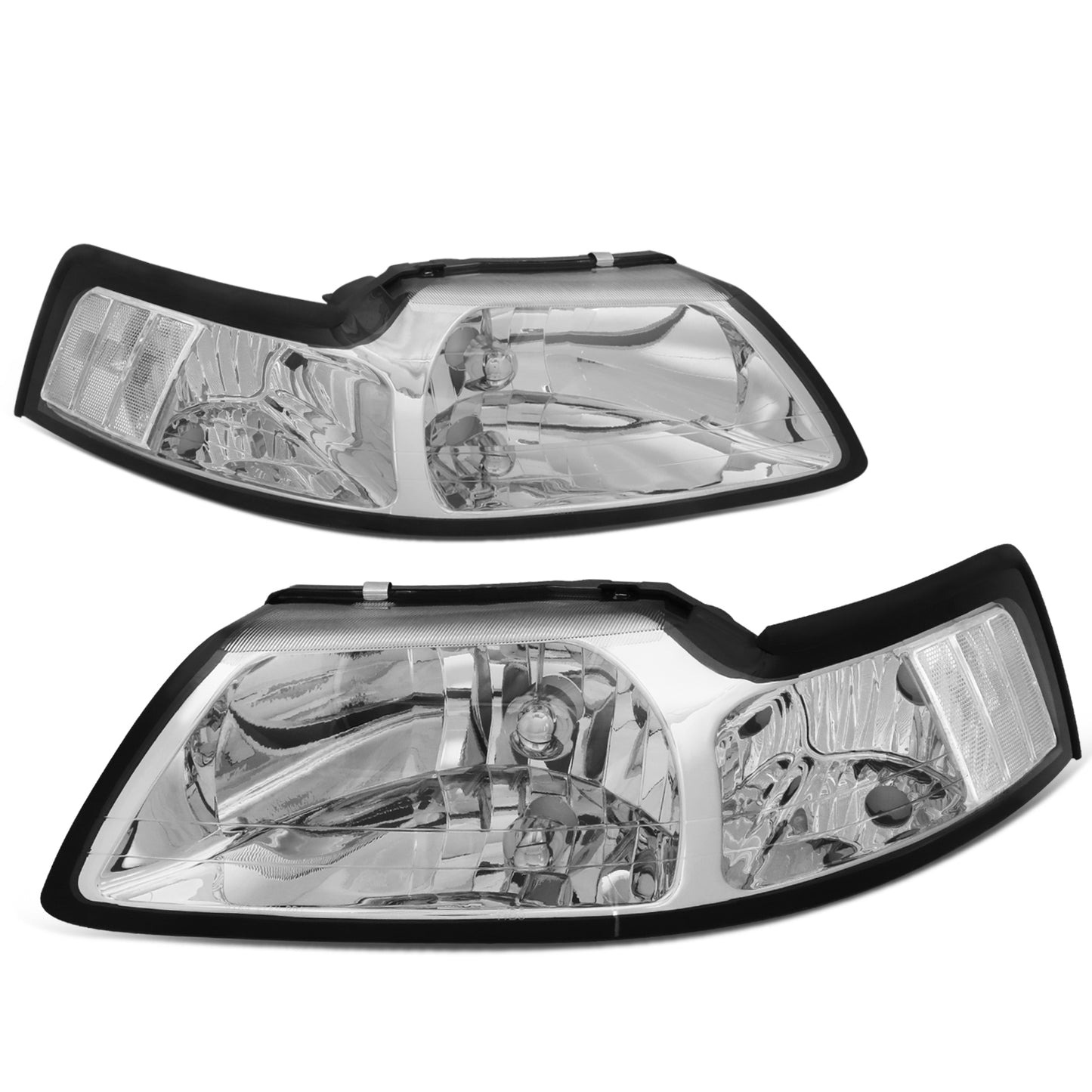 FAROS 99-04 FORD MUSTANG 2-DOOR - H13 LOW BEAM / HIGH BEAM - CHROME HOUSING / CLEAR CORNER