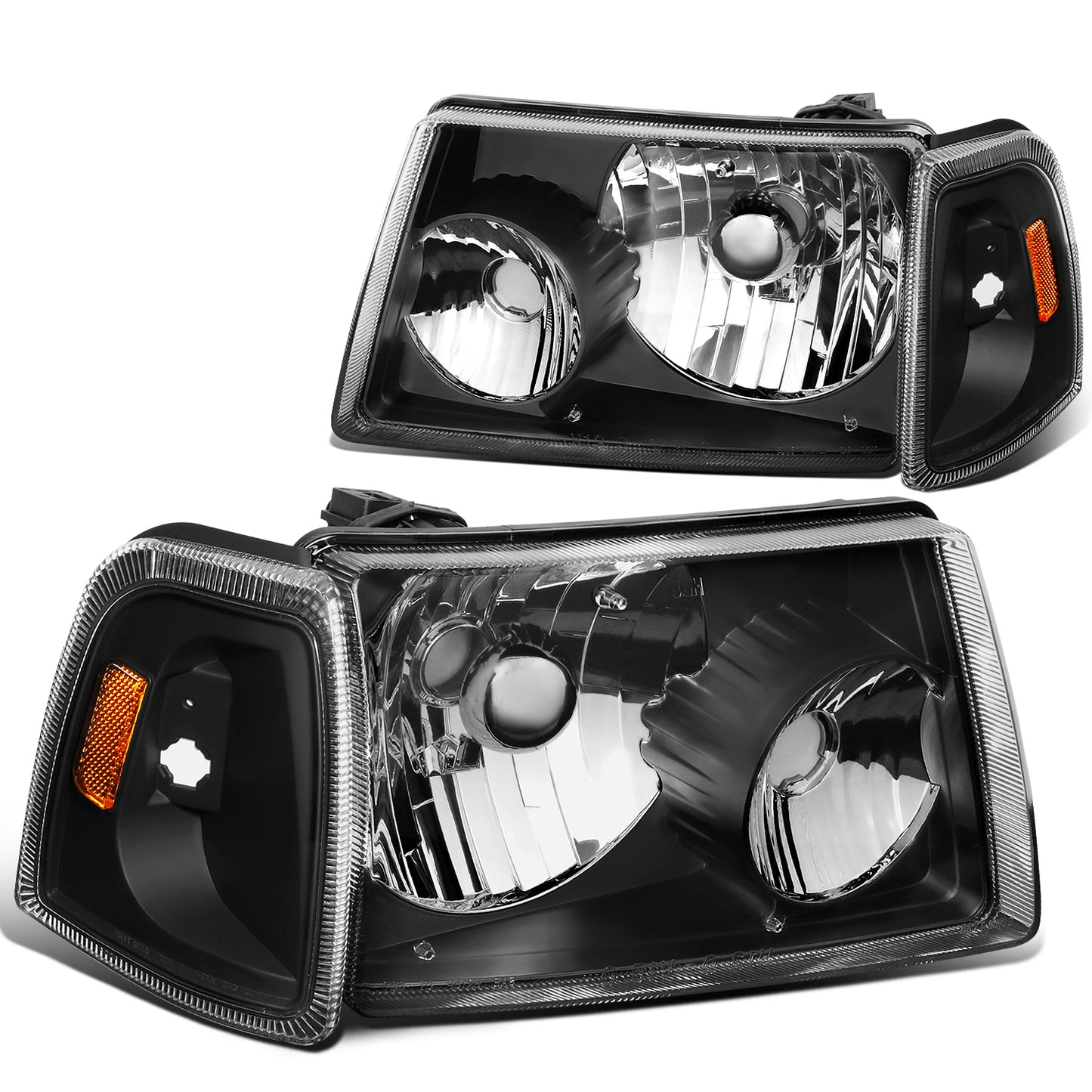 FAROS 01-11 FORD RANGER 2/4-DOOR - 4PC - 9007 LOW BEAM / HIGH BEAM - BLACK HOUSING / AMBER CORNER