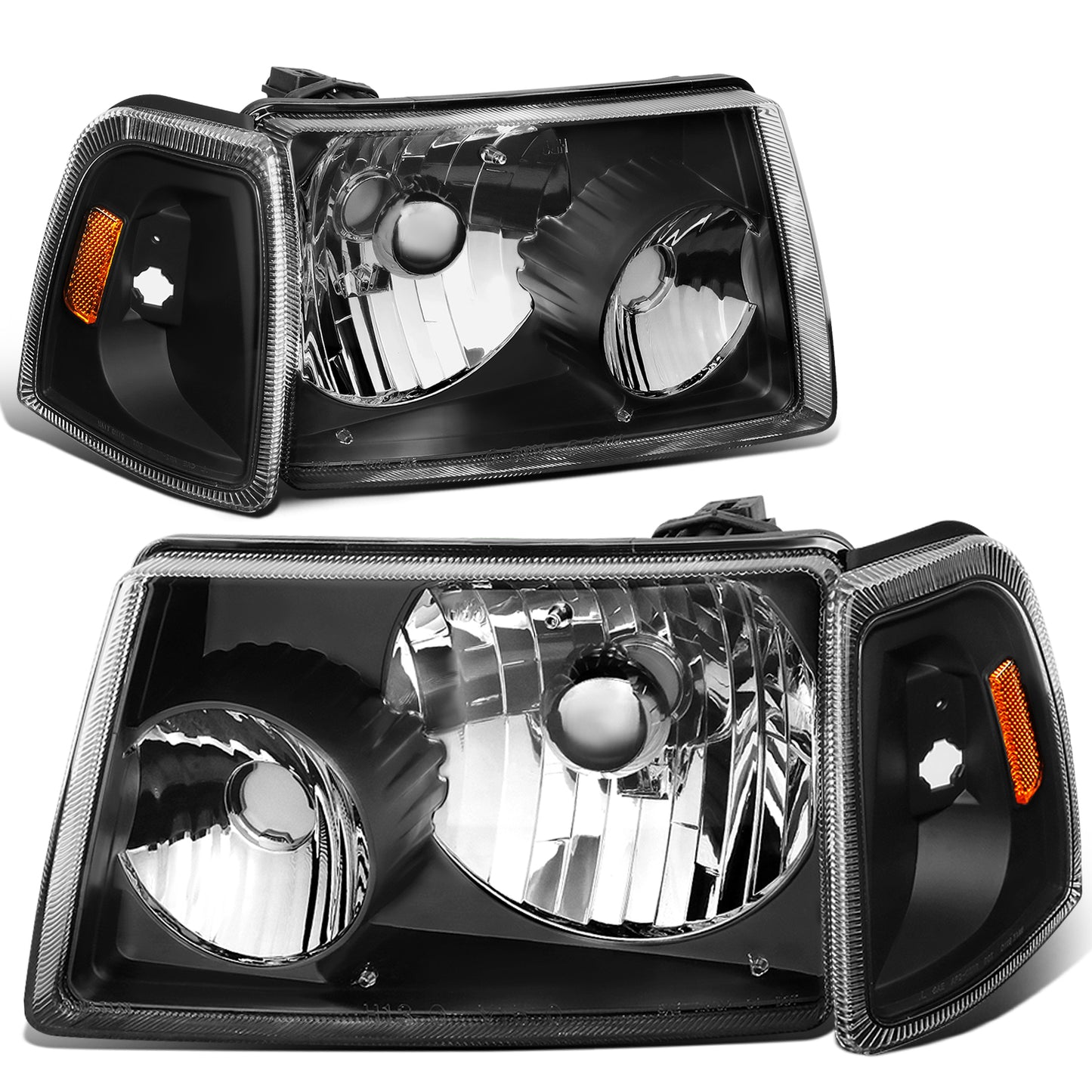 FAROS 01-11 FORD RANGER 2/4-DOOR - 4PC - 9007 LOW BEAM / HIGH BEAM - BLACK HOUSING / AMBER CORNER