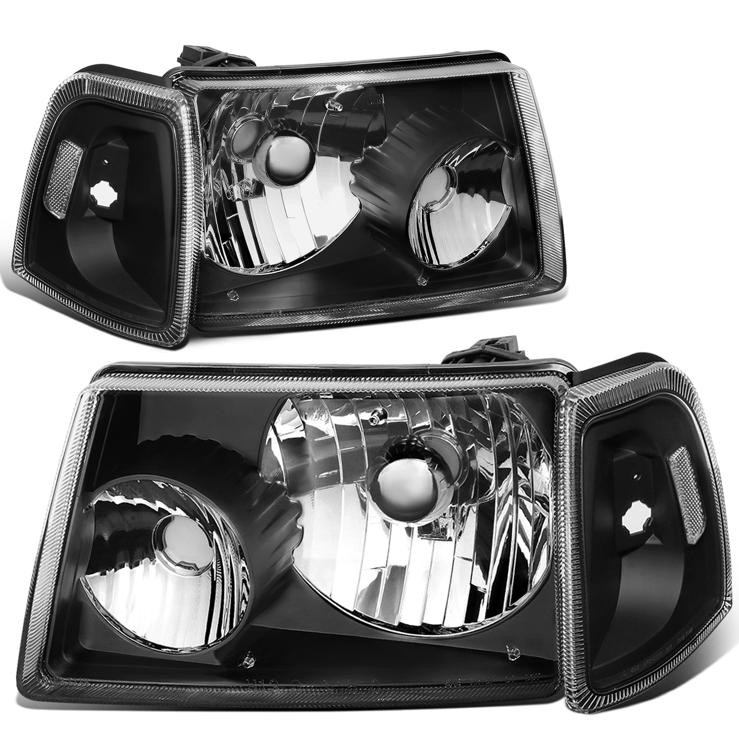 FAROS 01-11 FORD RANGER 2/4-DOOR - 4PC - 9007 LOW BEAM / HIGH BEAM - BLACK HOUSING / CLEAR CORNER