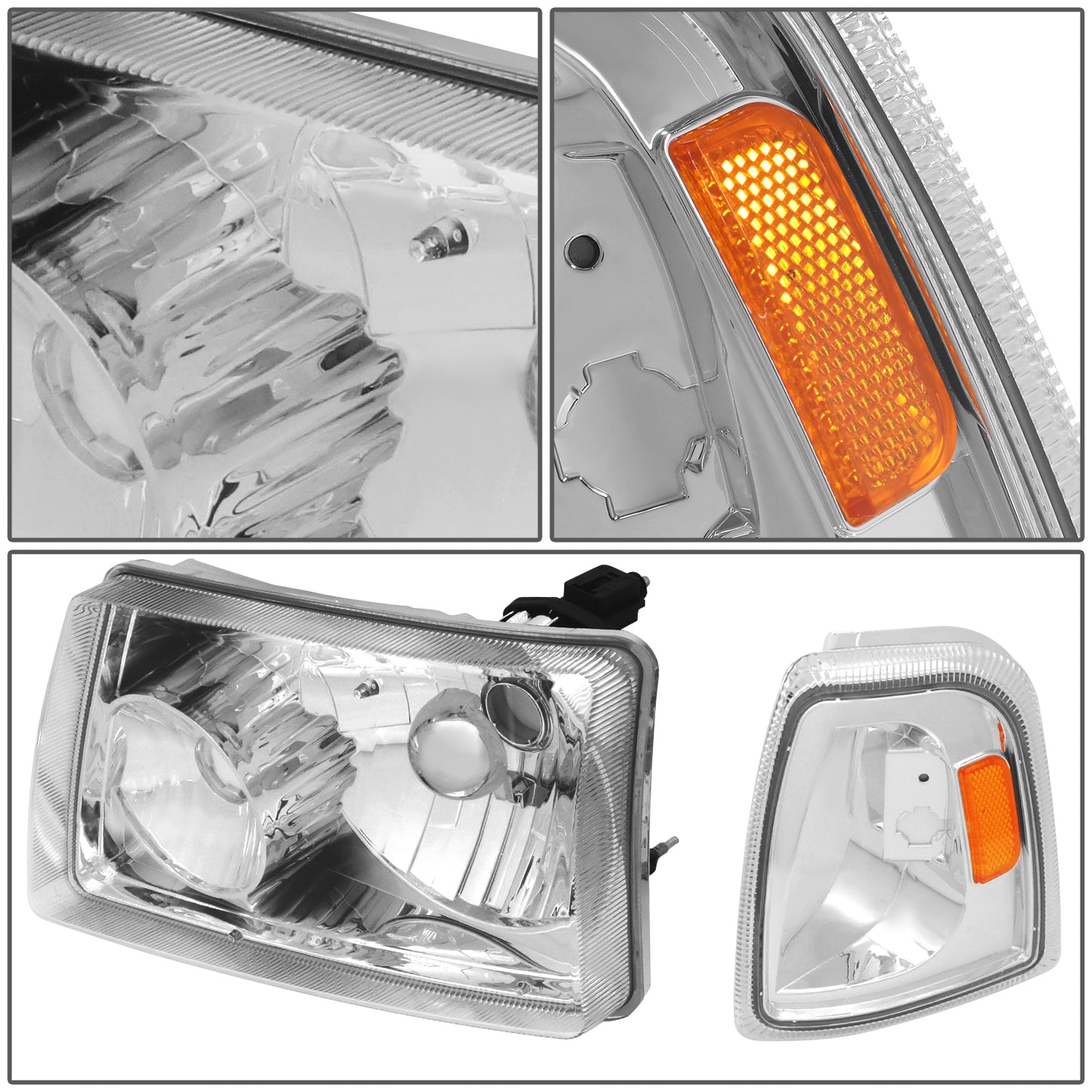 FAROS 01-11 FORD RANGER 2/4-DOOR - 4PC - 9007 LOW BEAM / HIGH BEAM - CHROME HOUSING / AMBER CORNER