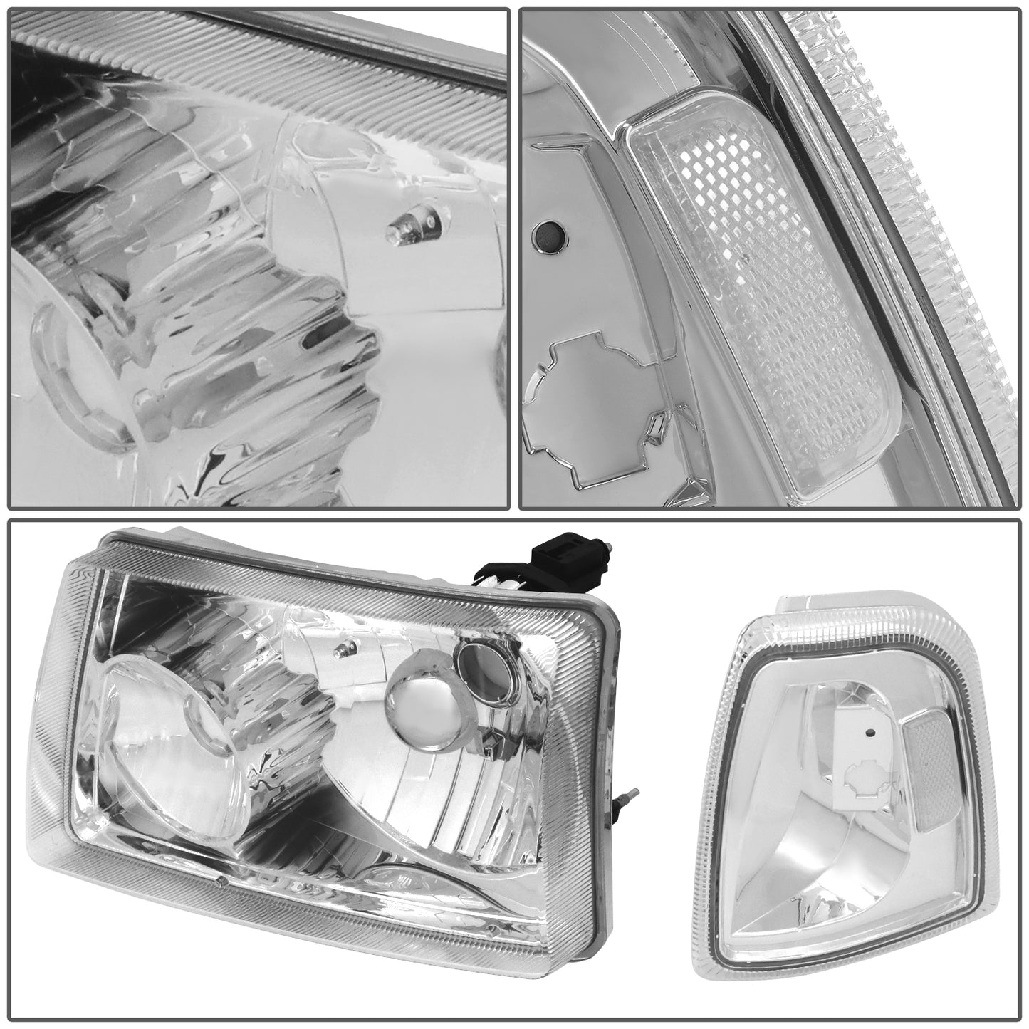 FAROS 01-11 FORD RANGER 2/4-DOOR - 4PC - 9007 LOW BEAM / HIGH BEAM- CHROME HOUSING / CLEAR CORNER