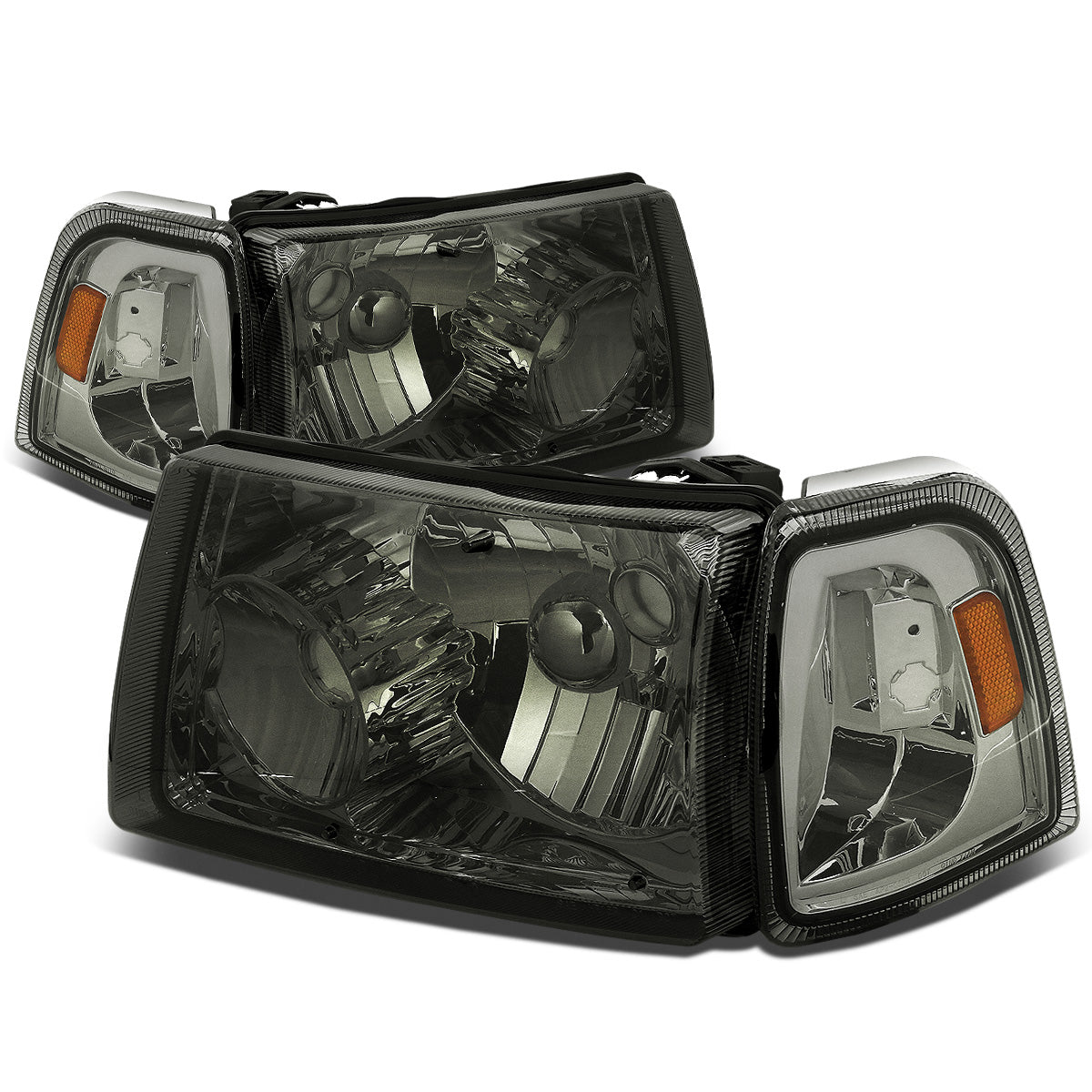 FAROS 01-11 FORD RANGER 2/4-DOOR - 4PC - 9007 LOW BEAM / HIGH BEAM - SMOKE HOUSING / AMBER CORNER