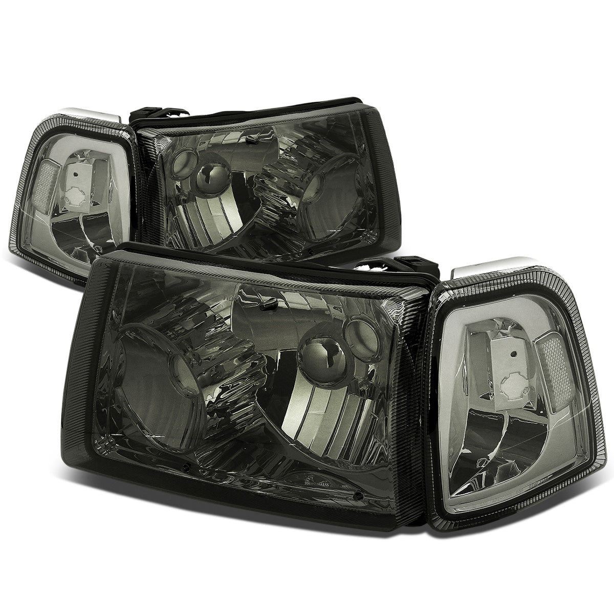 FAROS 01-11 FORD RANGER 2/4-DOOR - 4PC - 9007 LOW BEAM / HIGH BEAM - SMOKE HOUSING / CLEAR CORNER