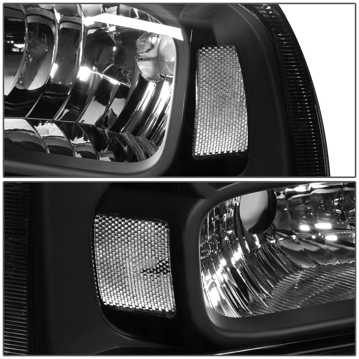 FAROS 05-07 FORD F-250, F-350, F-450, F-550 2/4-DOOR SUPER DUTY - H13 LOW BEAM / HIGH BEAM - BLACK HOUSING / CLEAR CORNER