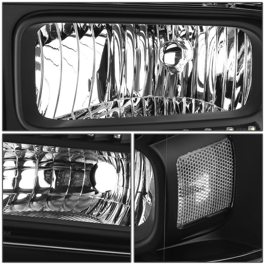 FAROS 05-07 FORD F-250, F-350, F-450, F-550 2/4-DOOR SUPER DUTY - H13 LOW BEAM / HIGH BEAM - LED - BLACK HOUSING / CLEAR CORNER