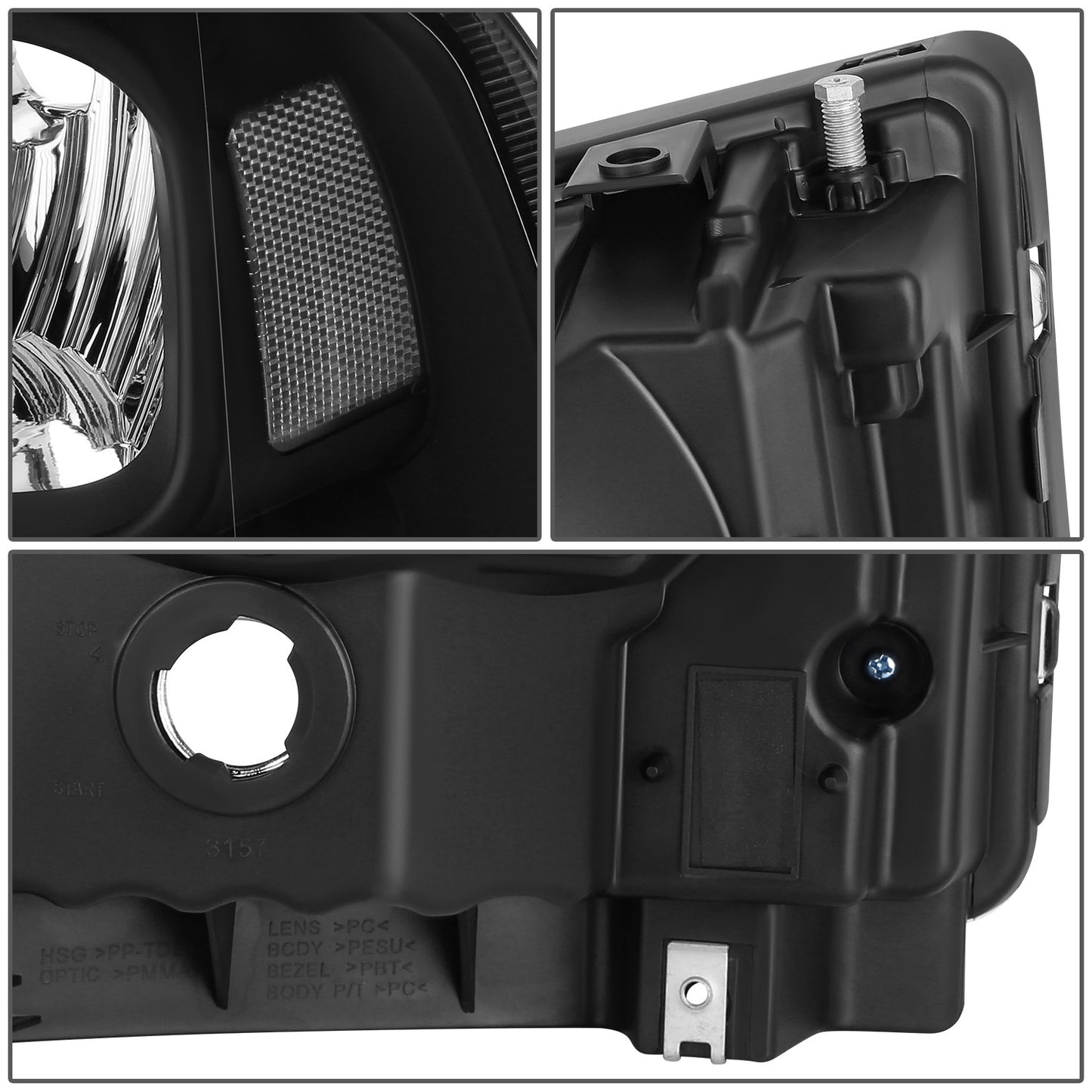 FAROS 05-07 FORD F-250, F-350, F-450, F-550 2/4-DOOR SUPER DUTY - H13 LOW BEAM / HIGH BEAM - LED - BLACK HOUSING / CLEAR CORNER