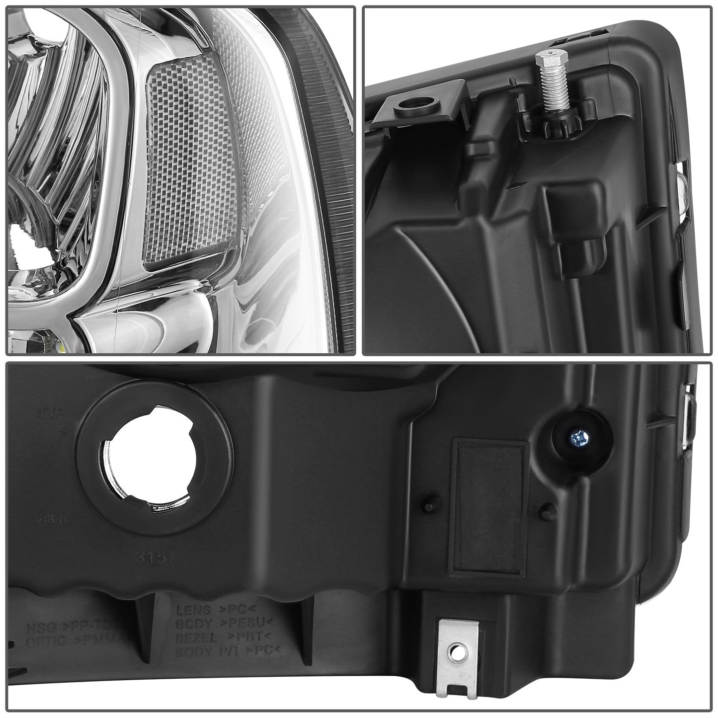 FAROS 05-07 FORD F-250, F-350, F-450, F-550 2/4-DOOR SUPER DUTY - H13 LOW BEAM / HIGH BEAM - LED - CHROME HOUSING / CLEAR CORNER