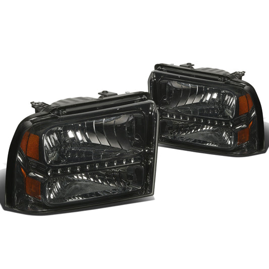 FAROS 05-07 FORD F-250, F-350, F-450, F-550 2/4-DOOR SUPER DUTY - H13 LOW BEAM / HIGH BEAM - LED - SMOKE HOUSING / AMBER CORNER