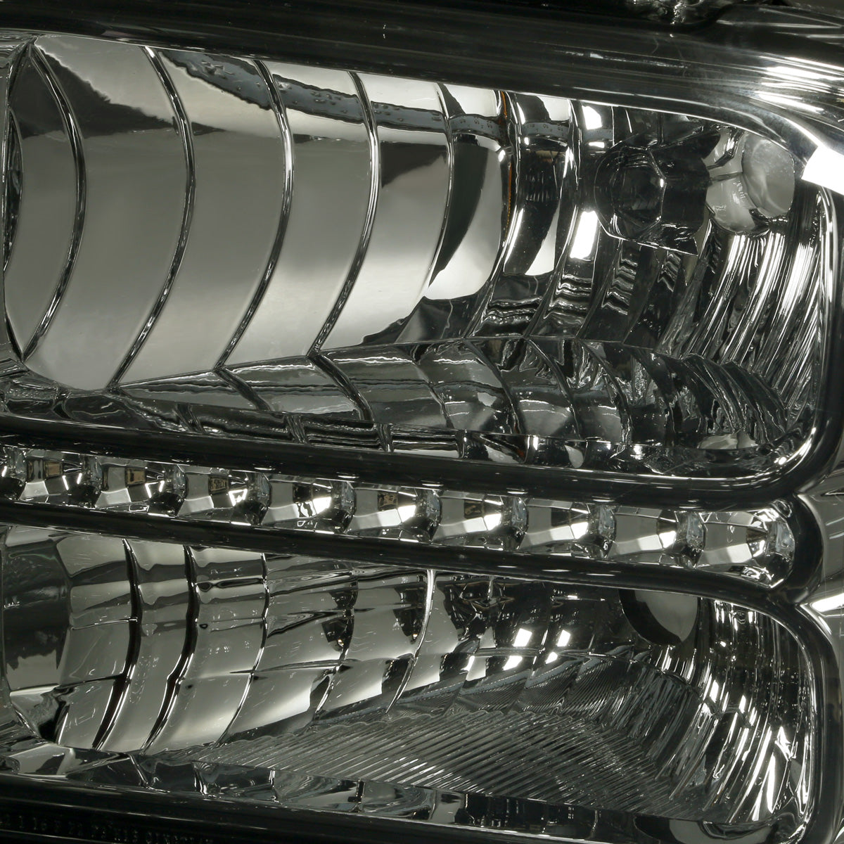 FAROS 05-07 FORD F-250, F-350, F-450, F-550 2/4-DOOR SUPER DUTY - H13 LOW BEAM / HIGH BEAM - LED - SMOKE HOUSING / AMBER CORNER