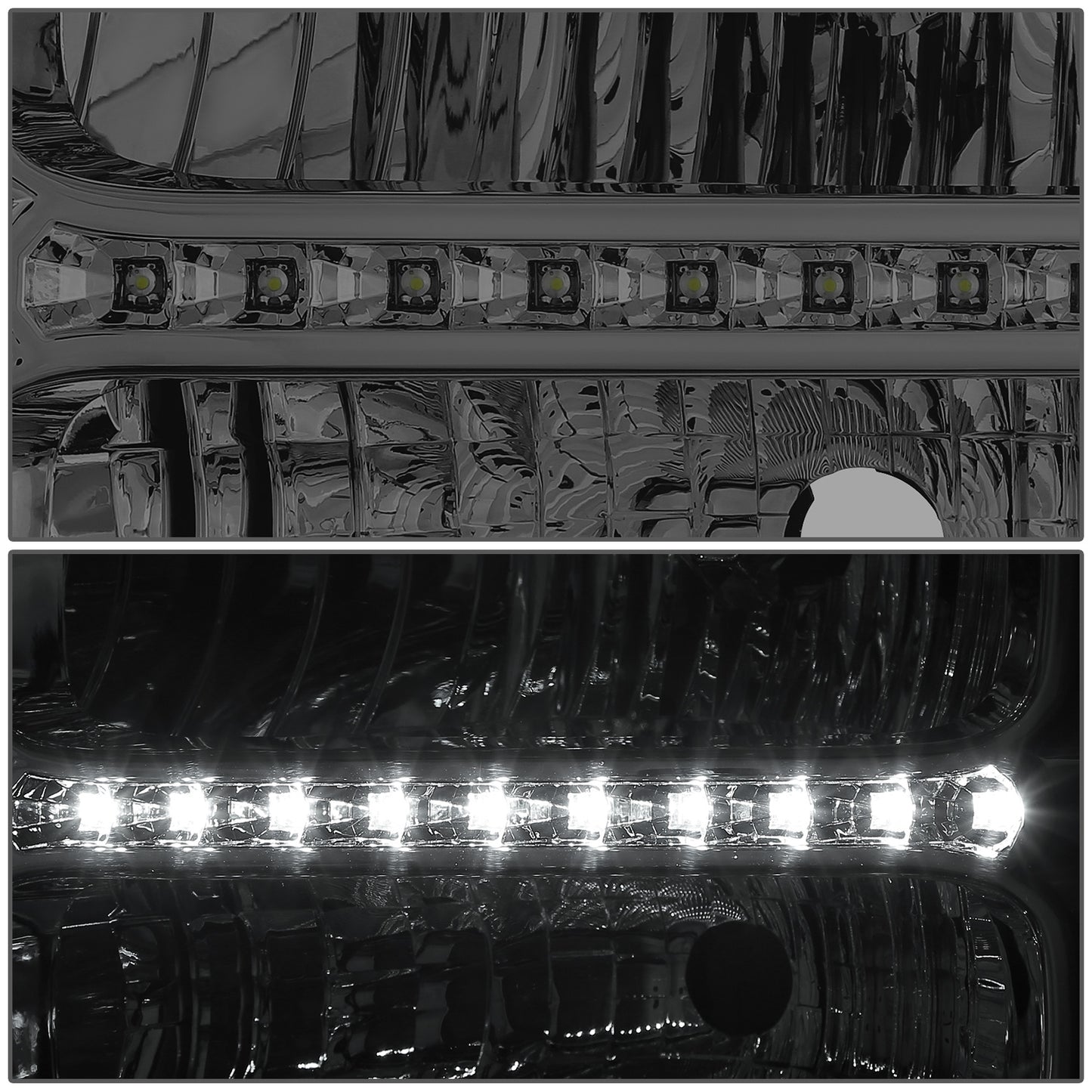 FAROS 05-07 FORD F-250, F-350, F-450, F-550 2/4-DOOR SUPER DUTY - H13 LOW BEAM / HIGH BEAM - LED - SMOKE HOUSING / CLEAR CORNER