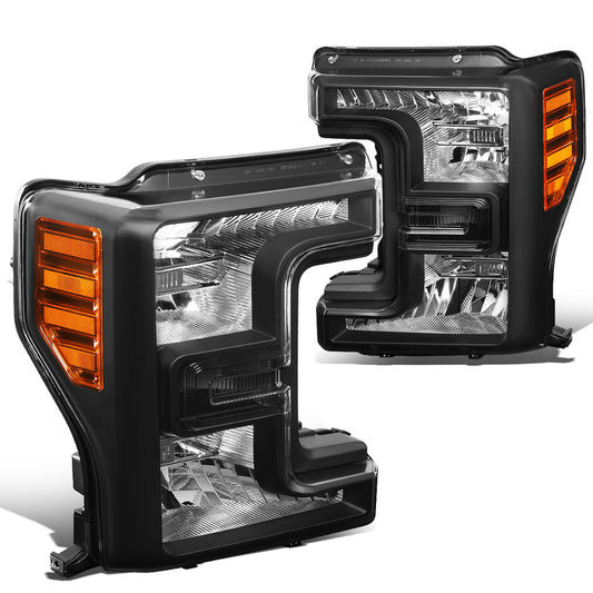 FAROS 17-19 FORD F-250, F-350, F-450, F-550 SUPER DUTY - FITS MODELS WITH HALOGEN HEADLIGHTS ONLY - H13 LOW BEAM / H13 HIGH BEAM - BLACK HOUSING / AMBER CORNER