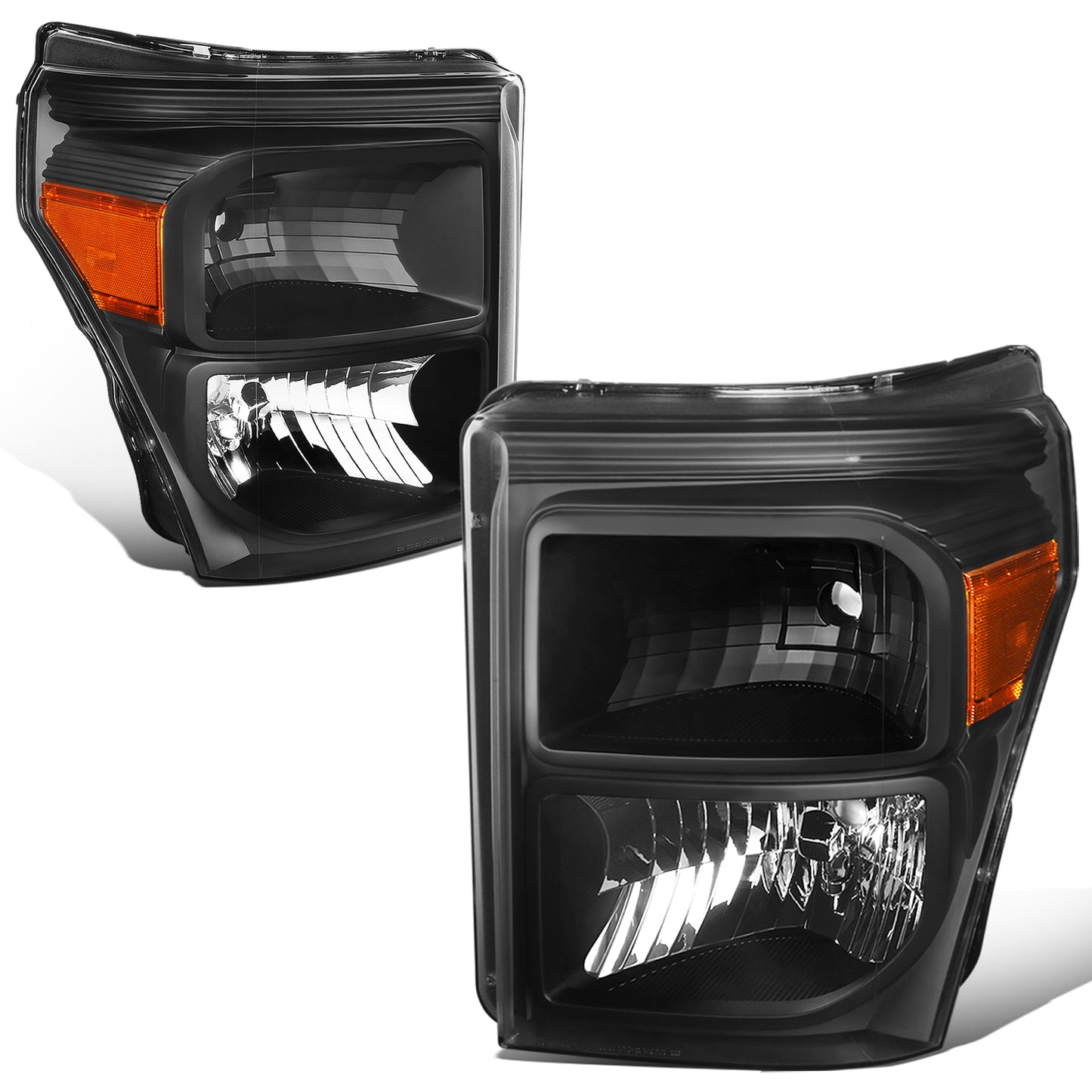 FAROS 11-16 FORD F-250, F-350, F-450, F-550 - SUPER DUTY 2/4-DOOR - H13 LOW BEAM / HIGH BEAM - BLACK HOUSING / AMBER CORNER