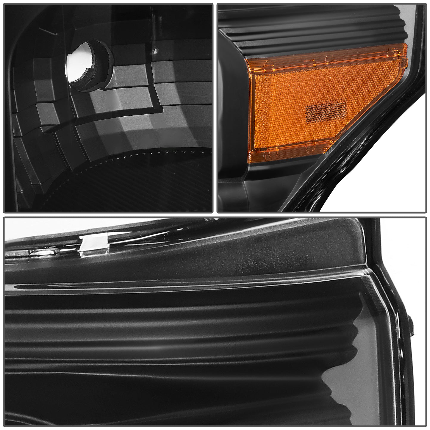 FAROS 11-16 FORD F-250, F-350, F-450, F-550 - SUPER DUTY 2/4-DOOR - H13 LOW BEAM / HIGH BEAM - BLACK HOUSING / AMBER CORNER