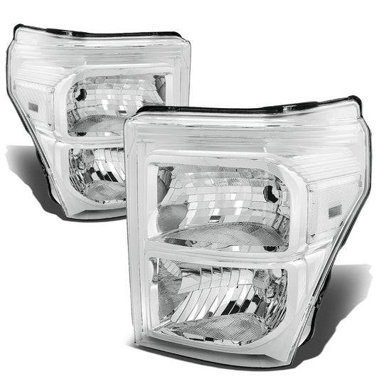 FAROS 11-16 FORD F-250, F-350, F-450, F-550 - SUPER DUTY 2/4-DOOR - H13 LOW BEAM / HIGH BEAM - CHROME HOUSING / CLEAR CORNER