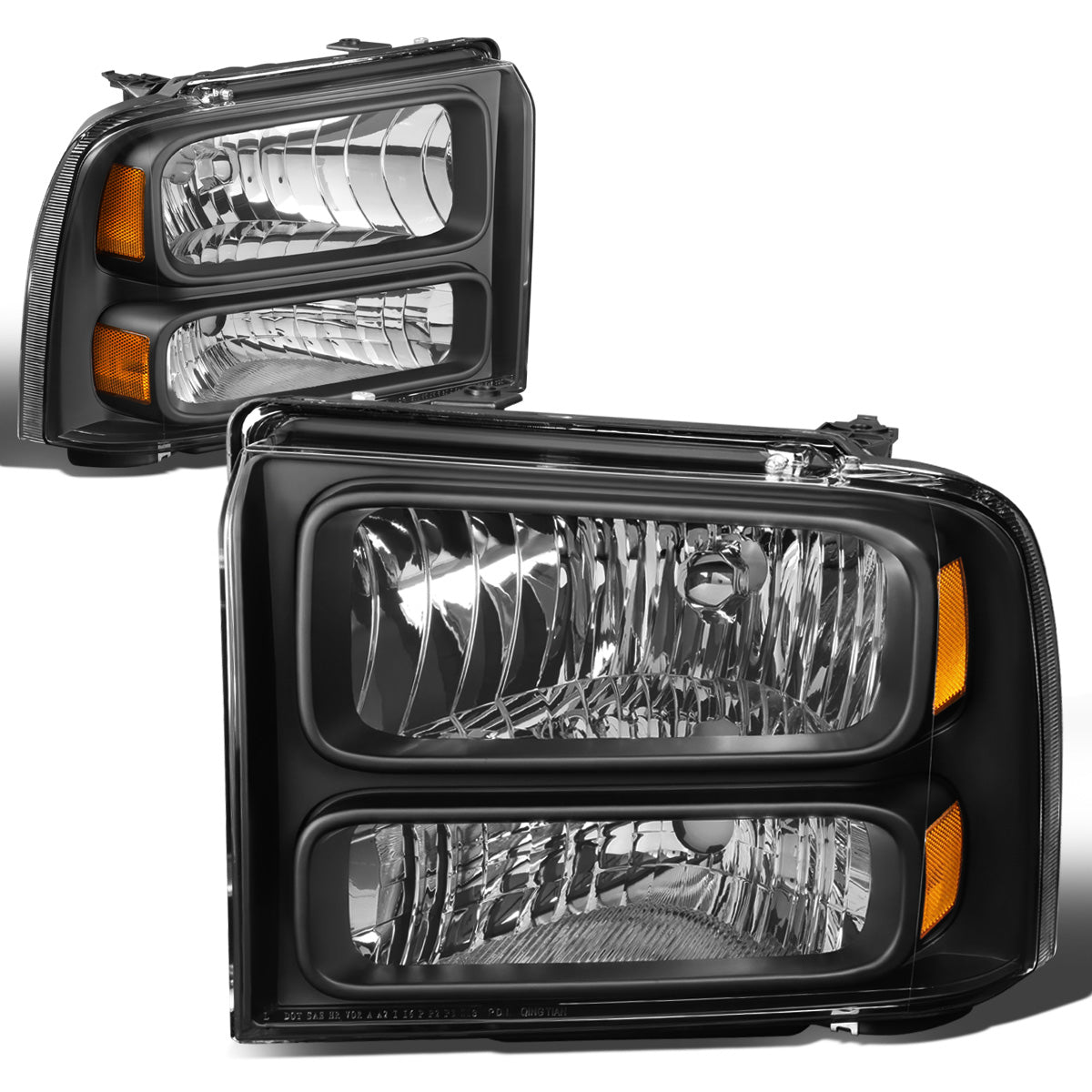 FAROS 05-07 FORD F-250, F-350, F-450, F-550 - SUPER DUTY 2/4-DOOR - H13 LOW BEAM / HIGH BEAM - BLACK HOUSING / AMBER CORNER