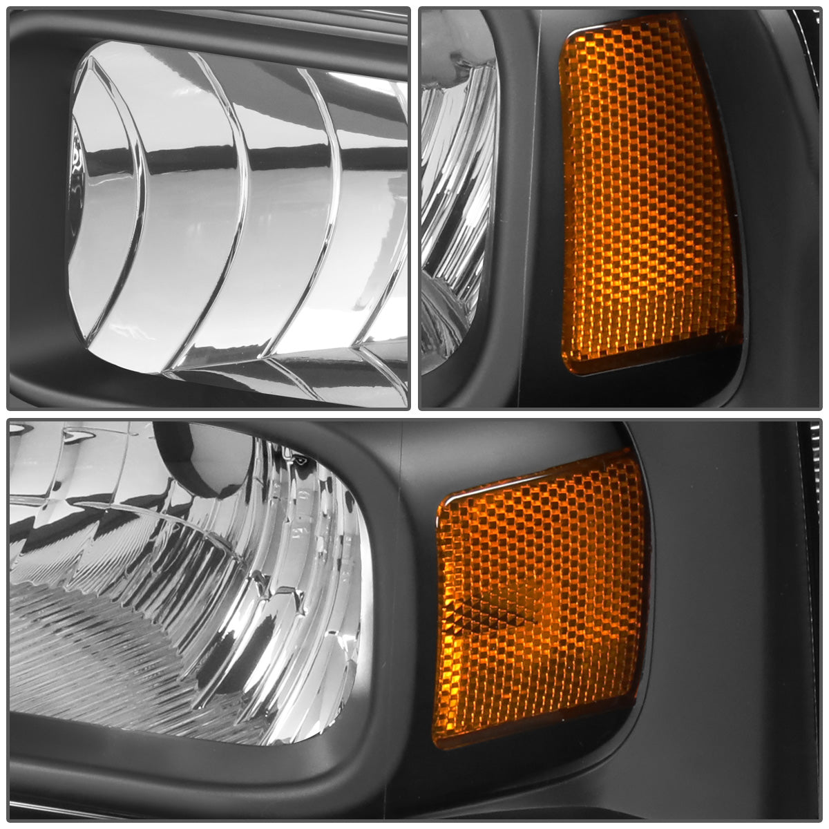 FAROS 05-07 FORD F-250, F-350, F-450, F-550 - SUPER DUTY 2/4-DOOR - H13 LOW BEAM / HIGH BEAM - BLACK HOUSING / AMBER CORNER