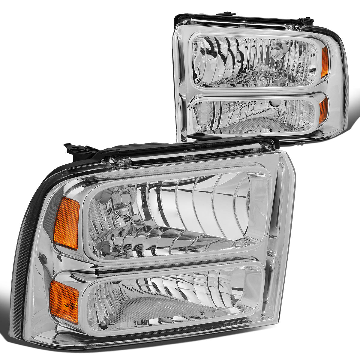 FAROS 05-07 FORD F-250, F-350, F-450, F-550 - SUPER DUTY 2/4-DOOR - H13 LOW BEAM / HIGH BEAM - CHROME HOUSING / AMBER CORNER