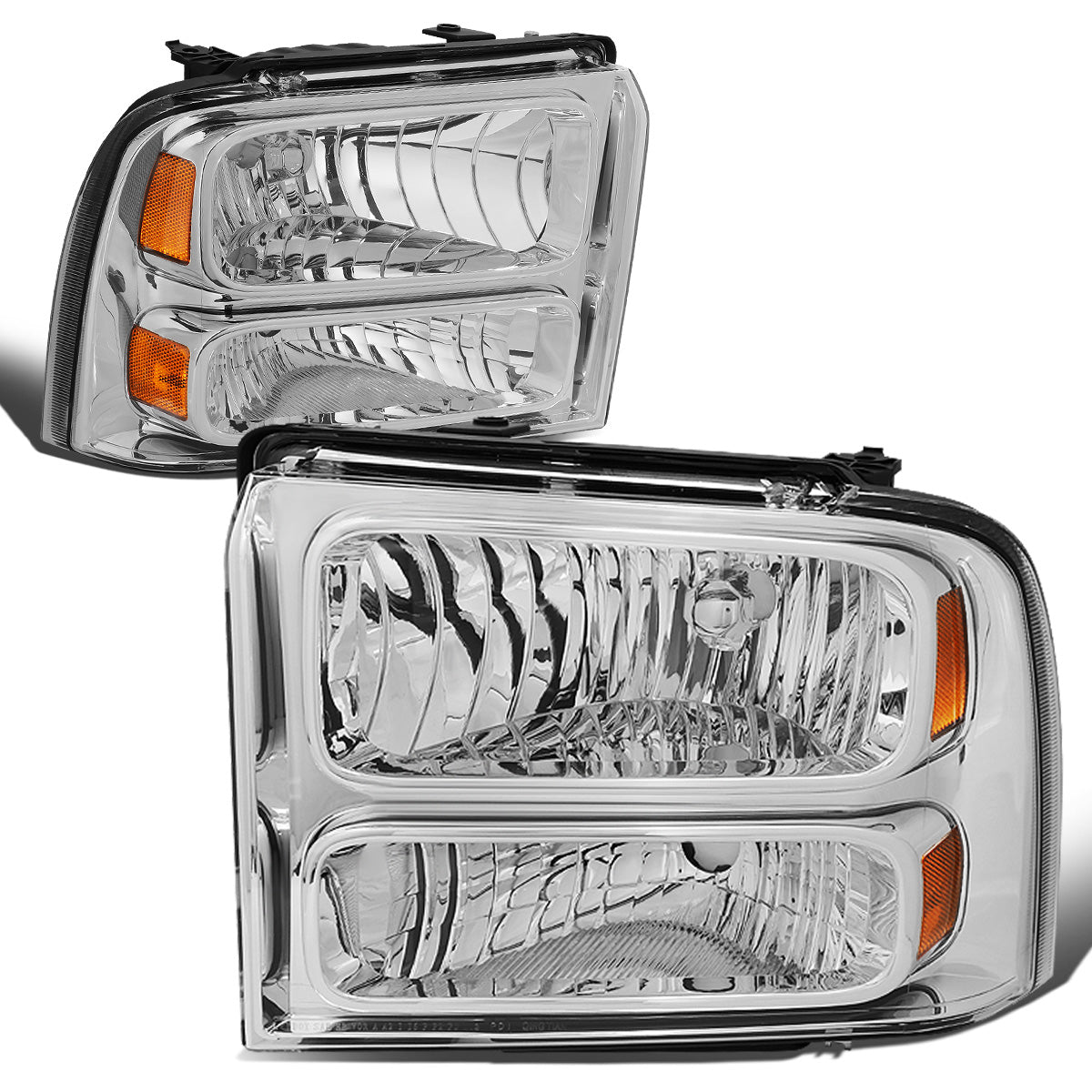 FAROS 05-07 FORD F-250, F-350, F-450, F-550 - SUPER DUTY 2/4-DOOR - H13 LOW BEAM / HIGH BEAM - CHROME HOUSING / AMBER CORNER