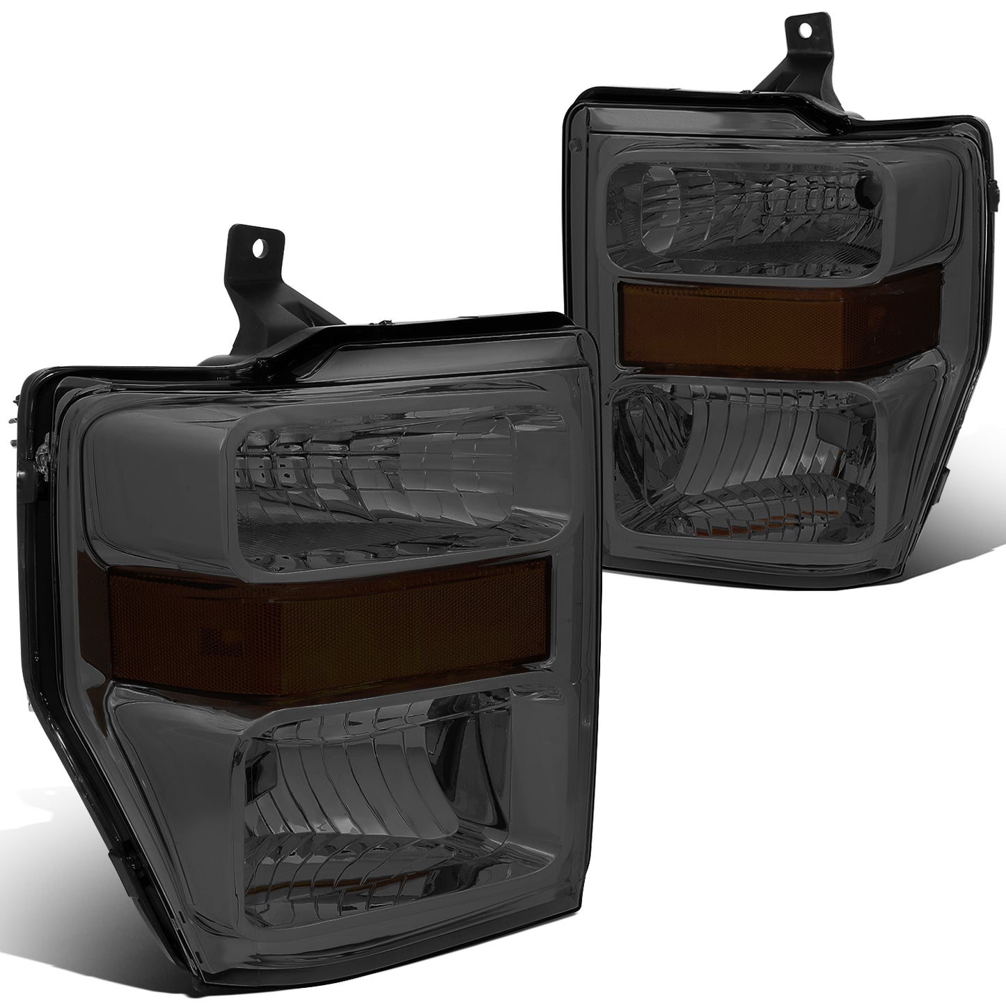 FAROS 08-10 FORD F-250, F-350, F-450, F-550 - SUPER DUTY 2/4-DOOR - H13 LOW BEAM / HIGH BEAM - SMOKE HOUSING / AMBER CORNER