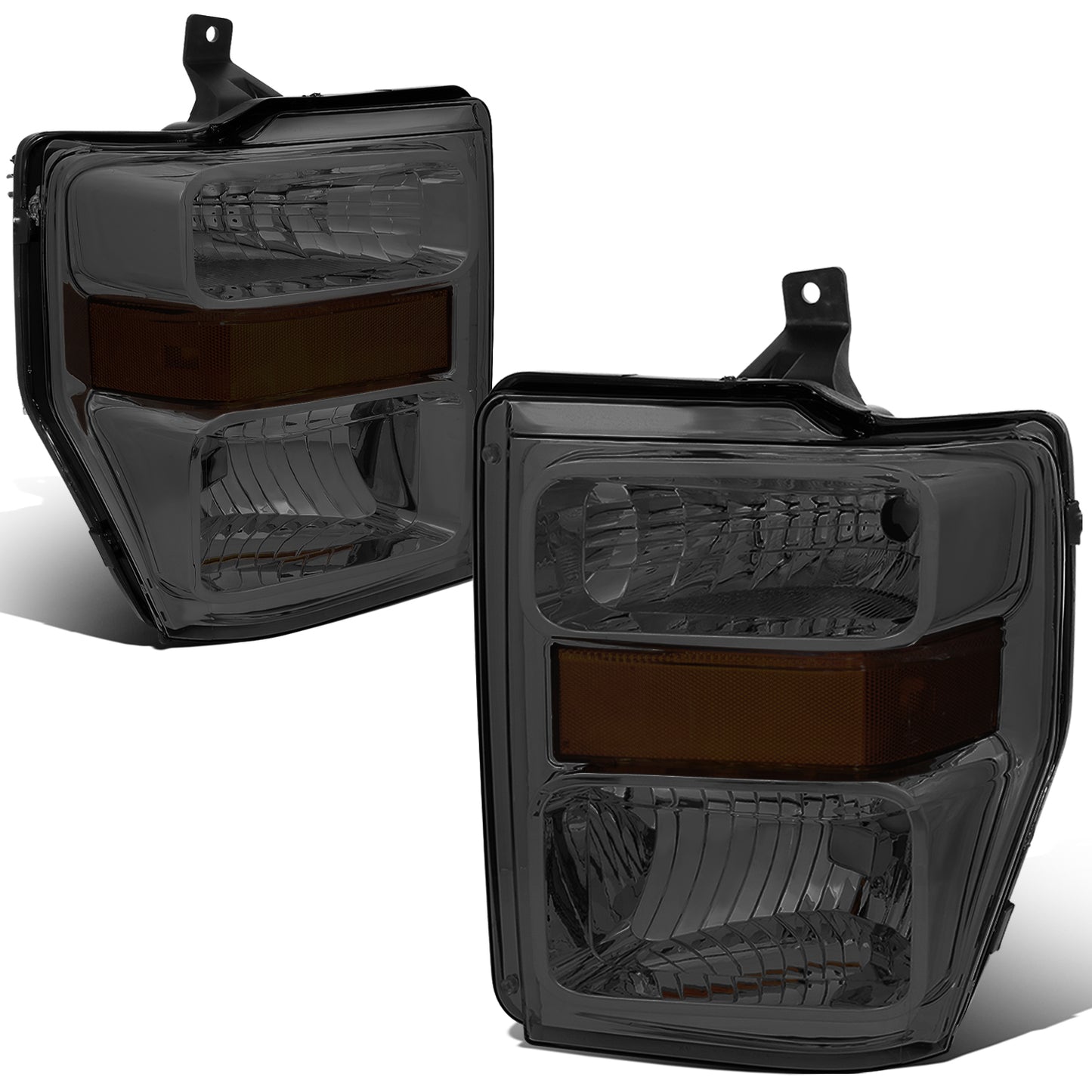 FAROS 08-10 FORD F-250, F-350, F-450, F-550 - SUPER DUTY 2/4-DOOR - H13 LOW BEAM / HIGH BEAM - SMOKE HOUSING / AMBER CORNER