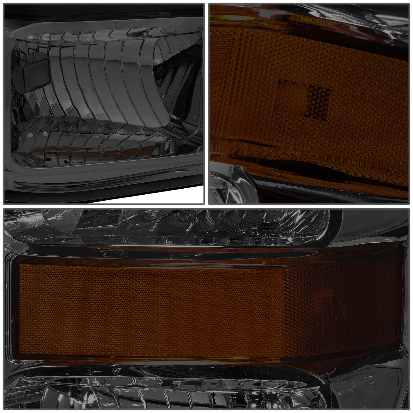 FAROS 08-10 FORD F-250, F-350, F-450, F-550 - SUPER DUTY 2/4-DOOR - H13 LOW BEAM / HIGH BEAM - SMOKE HOUSING / AMBER CORNER