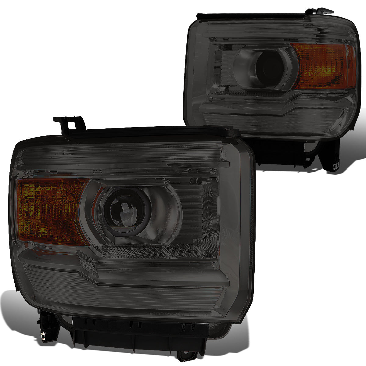 FAROS 14-15 GMC SIERRA 1500 / 15-17 GMC SIERRA 2500HD, 3500HD - FITS HALOGEN HEADLIGHT MODELS ONLY - PROJECTOR - H7 LOW BEAM / HIGH BEAM - SMOKE HOUSING / AMBER CORNER