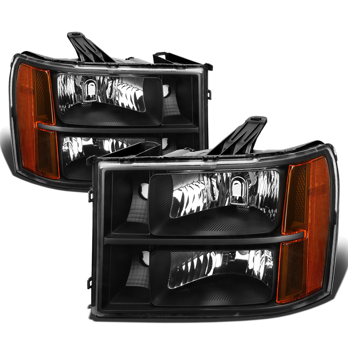 FAROS 07-13 GMC SIERRA 1500 / 07-14 GMC SIERRA 2500, 3500 2/4-DOOR - H11 LOW BEAM / 9005 HIGH BEAM - BLACK HOUSING / AMBER CORNER