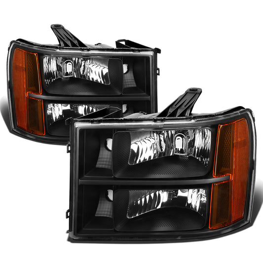 FAROS 07-13 GMC SIERRA 1500 / 07-14 GMC SIERRA 2500, 3500 2/4-DOOR - H11 LOW BEAM / 9005 HIGH BEAM - BLACK HOUSING / AMBER CORNER