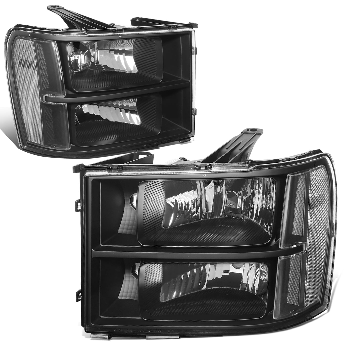 FAROS 07-13 GMC SIERRA 1500 / 07-14 GMC SIERRA 2500, 3500 2/4-DOOR - H11 LOW BEAM / 9005 HIGH BEAM - BLACK HOUSING / CLEAR CORNER